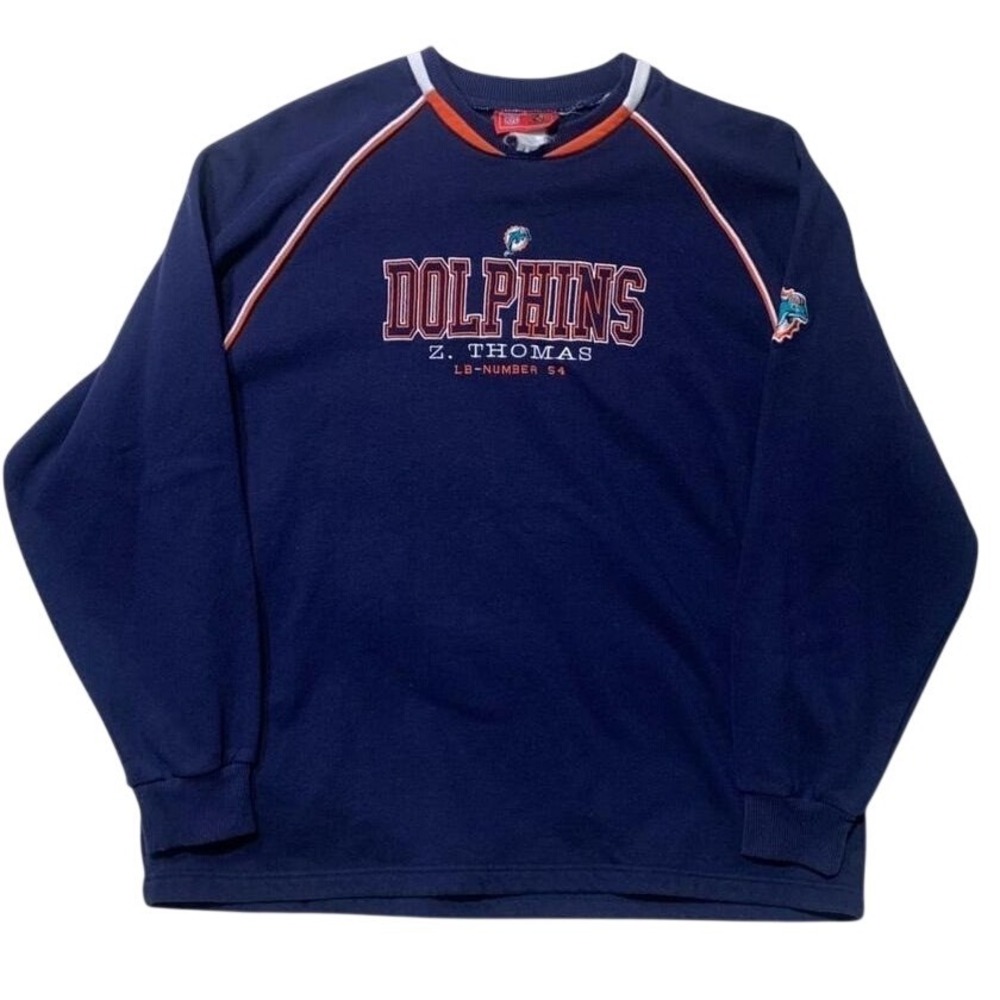 Vintage Zach Thomas Miami Dolphins NFL Players Embroidered Sweatshirt